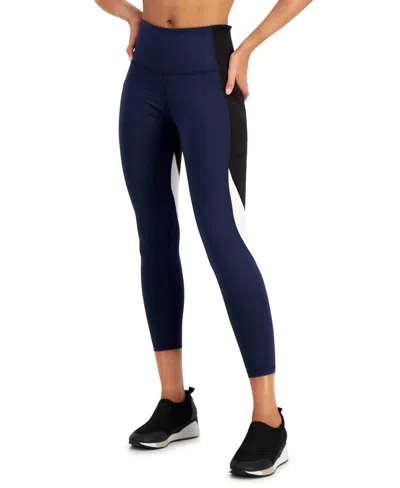Ideology Women's Activewear Colorblock 7/8 Leggings In Indigo Sea In Blue