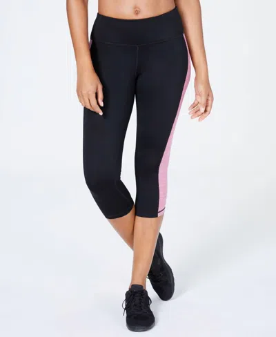 Ideology Women's Activewear Colorblocked Cropped Leggings In Rose Shadow In Black