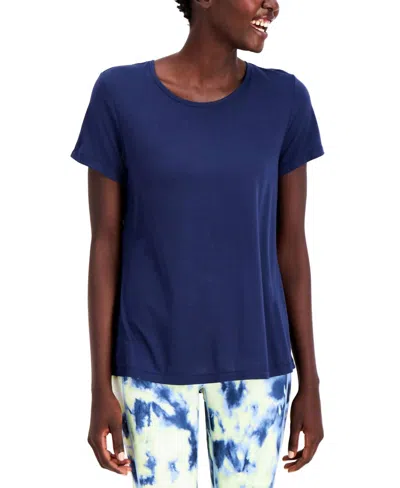 Ideology Women's Activewear Mesh Back T-shirt In Indigo Sea In Blue