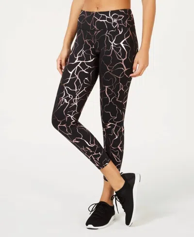 Ideology Women's Activewear Metallic Print Cropped Leggings In Noir In Black