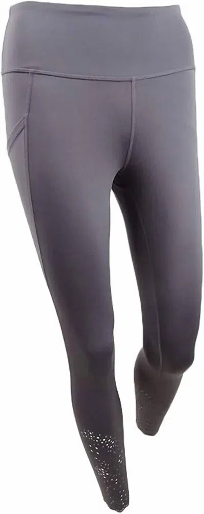 Ideology Women's Activewear Perforated Ankle Leggings In Violet Stone In Blue