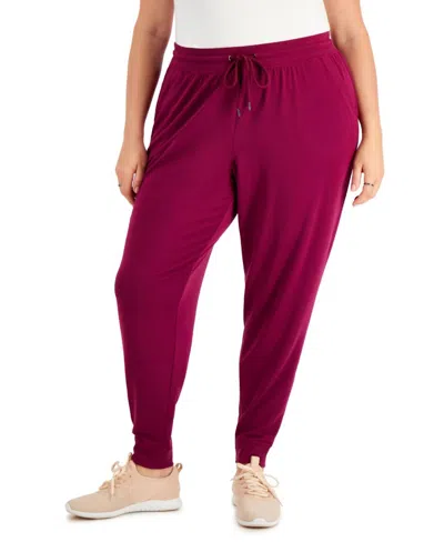 Ideology Women's Activewear Plus Size Jogger Pants In Magenta Purple In Multi