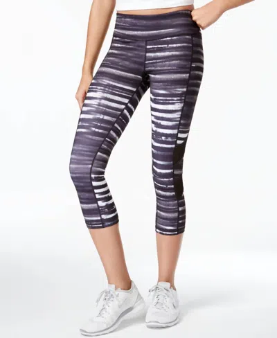 Ideology Women's Activewear Printed Cropped Leggings In Noir Distressed In Blue