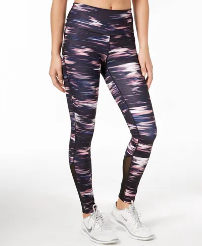 Ideology Women's Activewear Printed Leggings In Brush Strokes In Purple