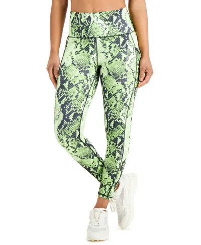 Ideology Women's Activewear Sandra Printed Leggings In Snake Clover In Metallic