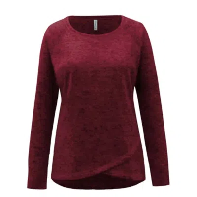 Ideology Women's Activewear Snit Crossover Hem Top In Ruby In Brown