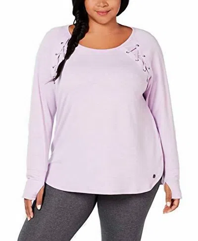 Ideology Women's Activewear Tie Detail Top In Lilac Moon In Purple