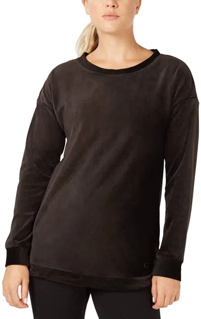 Ideology Women's Activewear Velour Top In Noir In Brown