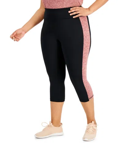 Ideology Women's Colorblock Capri Leggings - Plus In Noir Red Pear In Black