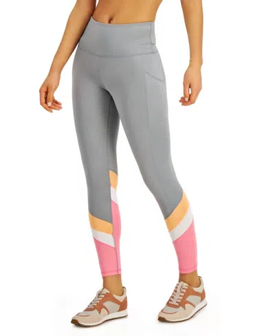 Ideology Women's Colorblocked High-waist 7/8 Length Leggings In Mid Grey Storm In Multi
