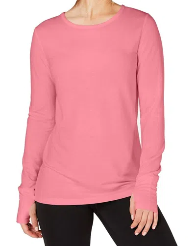 Ideology Women's Crochet Back Long Sleeve Top In Peach Kiss In Pink