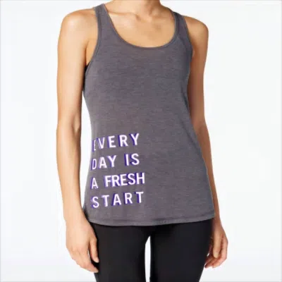 Ideology Women's Graphic Fitness Racerback Tank Top In Charcoal Heather In Gray