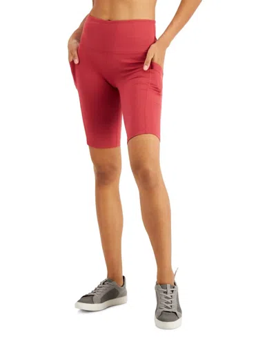 Ideology Women's High-rise Pocket Bike Shorts In Rosetta In Red