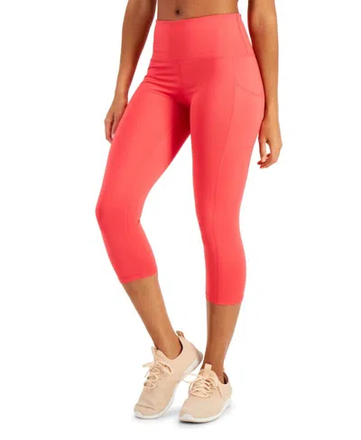 Ideology Women's High-rise Side-pocket Cropped Leggings In Flamenco Pink In Red