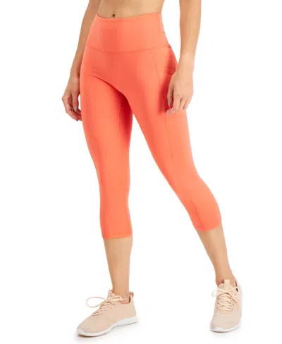 Ideology Women's High-rise Side-pocket Cropped Leggings In Guava Flow In Red