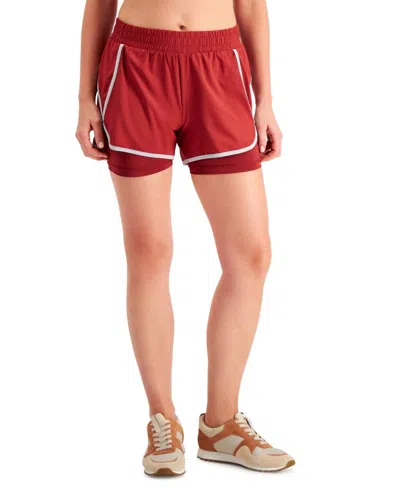 Ideology Women's Performance Layered-look Shorts In Fruity Red Pear