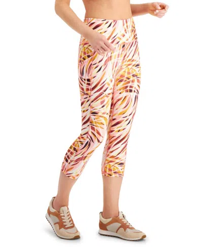 Ideology Women's Performance Printed Cropped Leggings In Swirl Peachberry In Brown