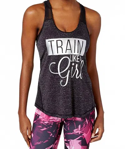 Ideology Womens Achieve Graphic Racerback Tank Top In Noir In Black