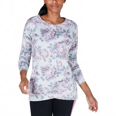 Ideology Womens Activewear Floral Print Workout Sweatshirt In Gray Whisper Hr In Multi