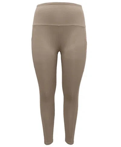 Ideology Womens Activewear High-waist Side-pocket 7/8 Leggings In Coconut Palm In Brown