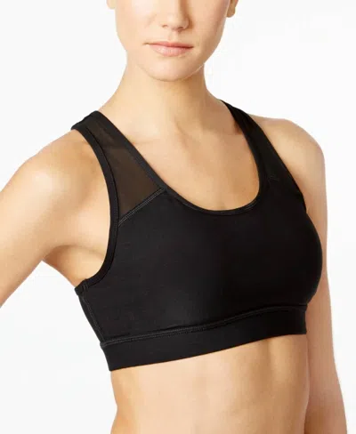 Ideology Womens Activewear Mid Impact Yoga Sports Bra In Noir In Black