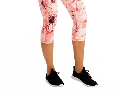 Ideology Womens Activewear Printed Cropped Leggings In Dye Peachberry In Multi