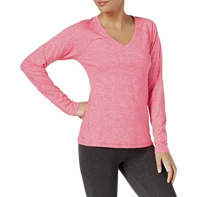 Ideology Womens Activewear Rapidry Long Sleeve Performance Top In Molten Pink In White