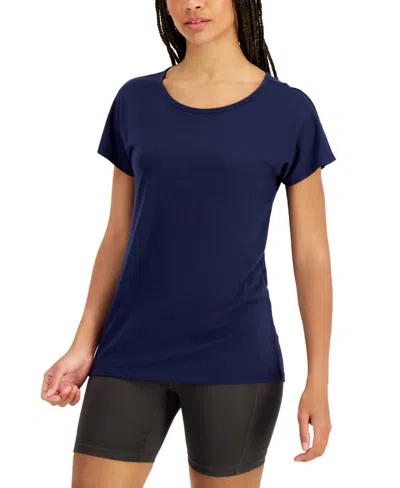 Ideology Womens Activewear Scoop-neck T-shirt In Indigo Sea In Blue