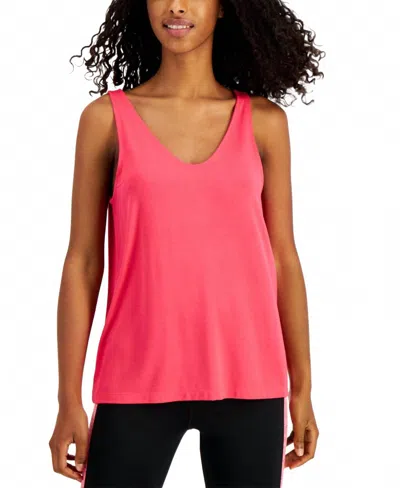 Ideology Womens Activewear V-neck Tank Top In Flamenco Pink