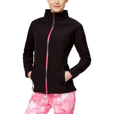 Ideology Womens Fall Softshell Fleece Outerwear Water Resistant Jack In Black