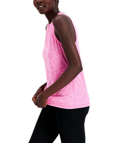 Ideology Womens Heathered Keyhole-back Tank Top In Bright Peony In Pink