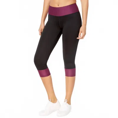 Ideology Womens Rapidry Colorblocked Capri Leggings In Vintage Wine In Black