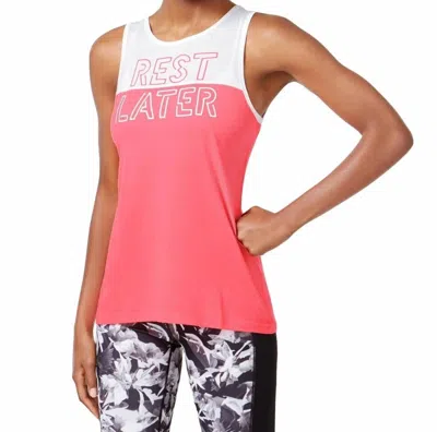 Ideology Womens Rest Later Colorblocked Graphic Tank Top In Flash Mode In Multi