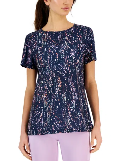 Ideology Womens Short Sleeve Printed T-shirt In Blue