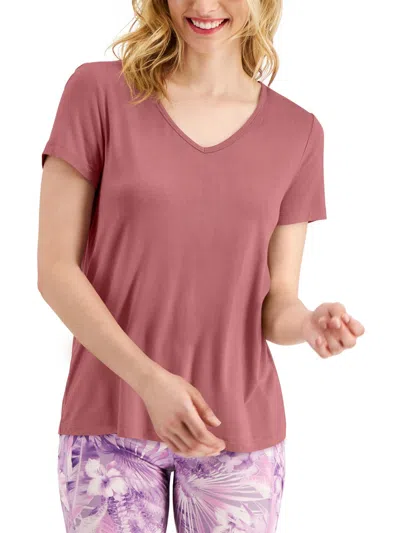 Ideology Womens Short Sleeve V-neck Pullover Top In Pink