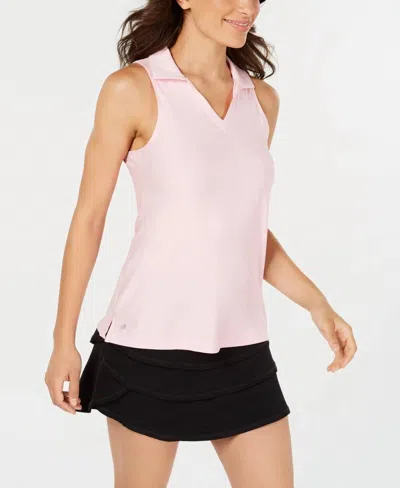 Ideology Womens V Neck Sleeveless Polo In Rose Shadow In White