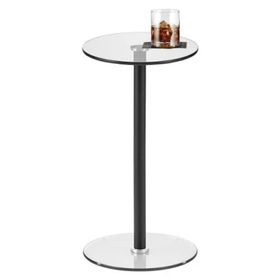 Idesign 12" Gina Glass Steel Drink Table In Black