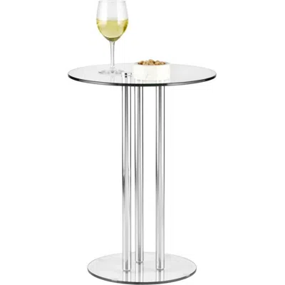 Idesign 16" Milan Glass Steel Drink Table In Silver