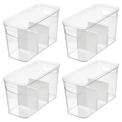 Idesign 3-section Divided Pantry Organizer Bin In Transparent