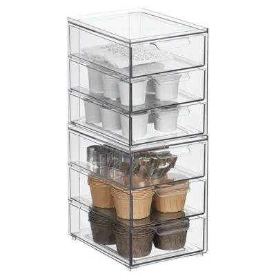 Idesign 3-drawer Stackable Organizer - Pull-out Sliding Storage Drawers For Kitchen Or Pantry - Clear