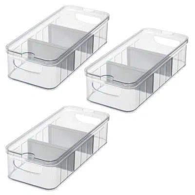 Idesign 3-piece Fridge Organizer Bins With Dividers - Clear/gray