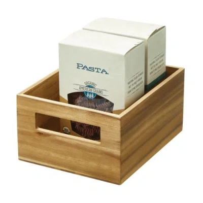 Idesign Acacia Wood Pantry Storage Bin With Handles In Brown