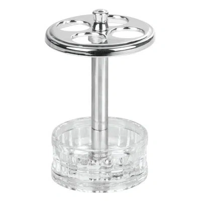 Idesign Alston Plastic Toothbrush Holder Stand, Clear And Chrome