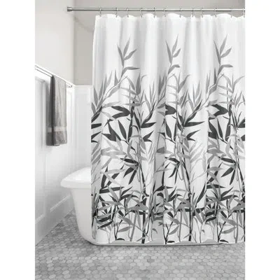 Idesign Anzu Floral Single Shower Curtain In Gray