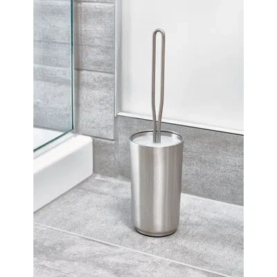Idesign Austin Bowl 16in. H Free Standing Toilet Brush And Holder In Silver