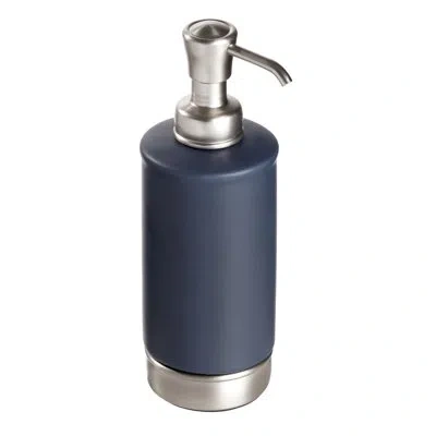 Idesign Ceramic And Steel Hand Refillable Liquid Soap Dispenser - Matte Navy & Brushed Nickel In Chrome;navy