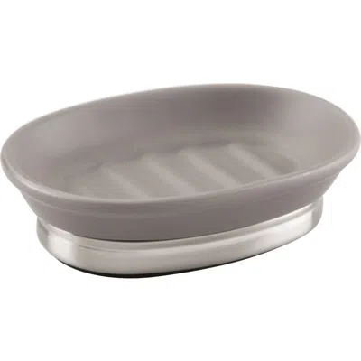 Idesign Ceramic Soap Dish For Bathroom Sink In Gray