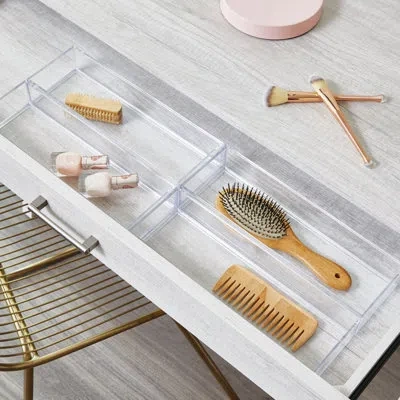 Idesign Clarity Drawer Organizer, 4 X 12 X 2 Inches - Clear, Pack Of 4