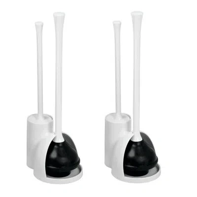 Idesign Compact Toilet Brush And Plunger Set - Set Of 2 - White