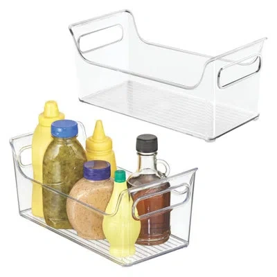 Idesign Condiment Organizer For Fridge - Plastic Fridge Organizer Bins With Handles, Set Of 2, Clear